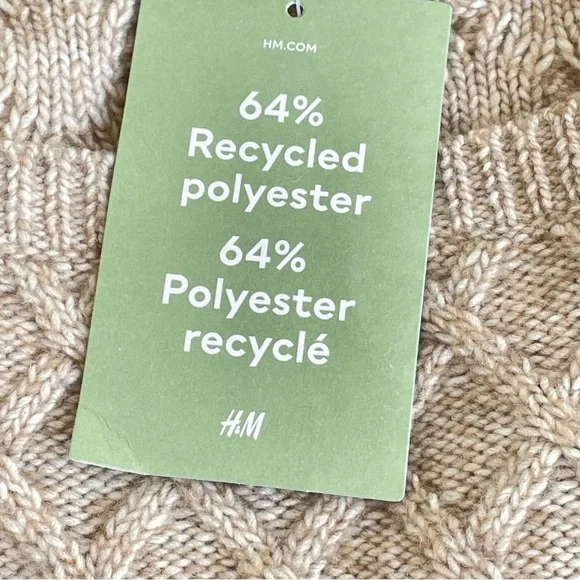 H&M Sweater Ruffle Large Cable Knit Ribbed Coquette Prairie NWT - Picture 9 of 14